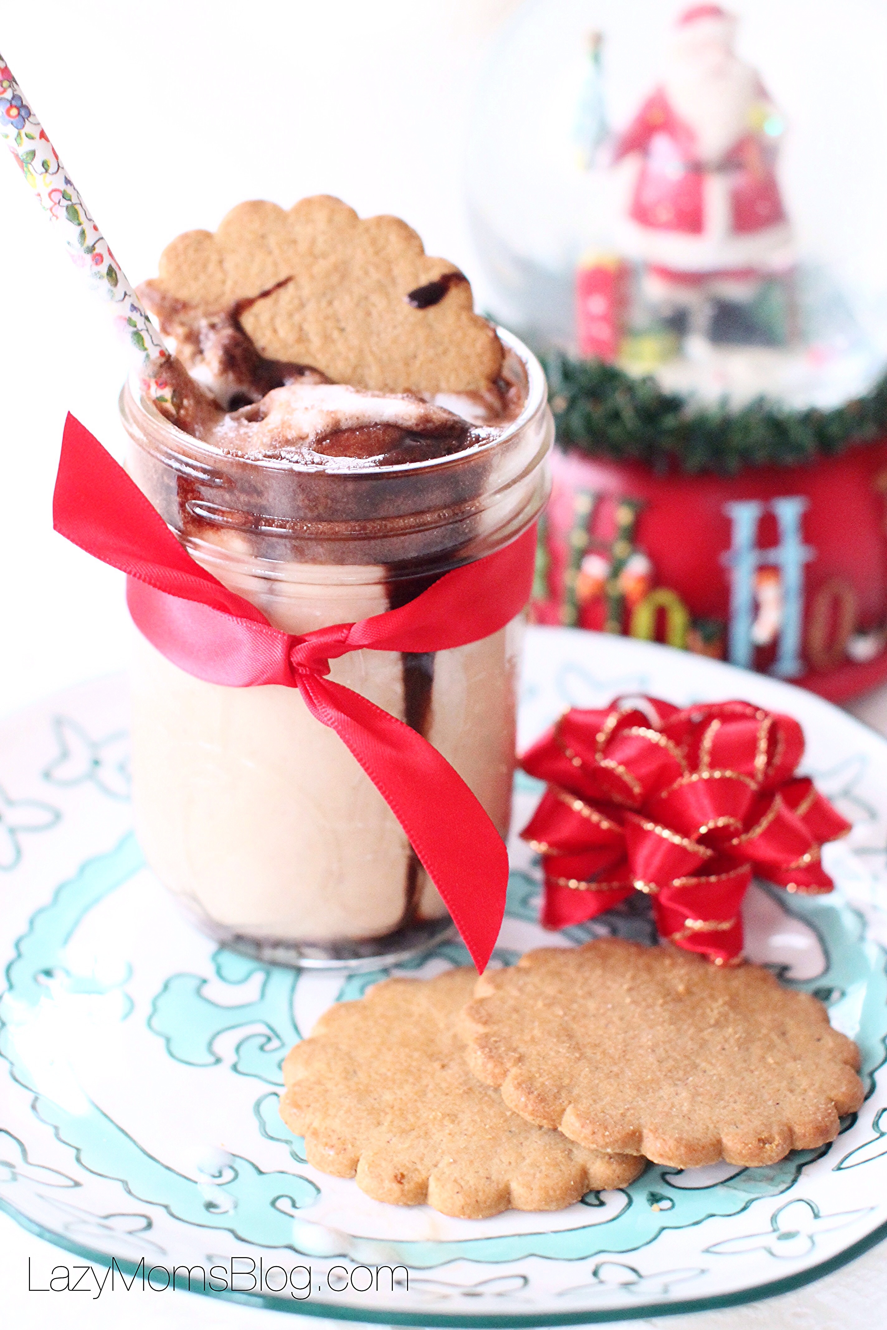 This chocolate peanut butter and gingerbread Christmas shake is a perfect treat!  