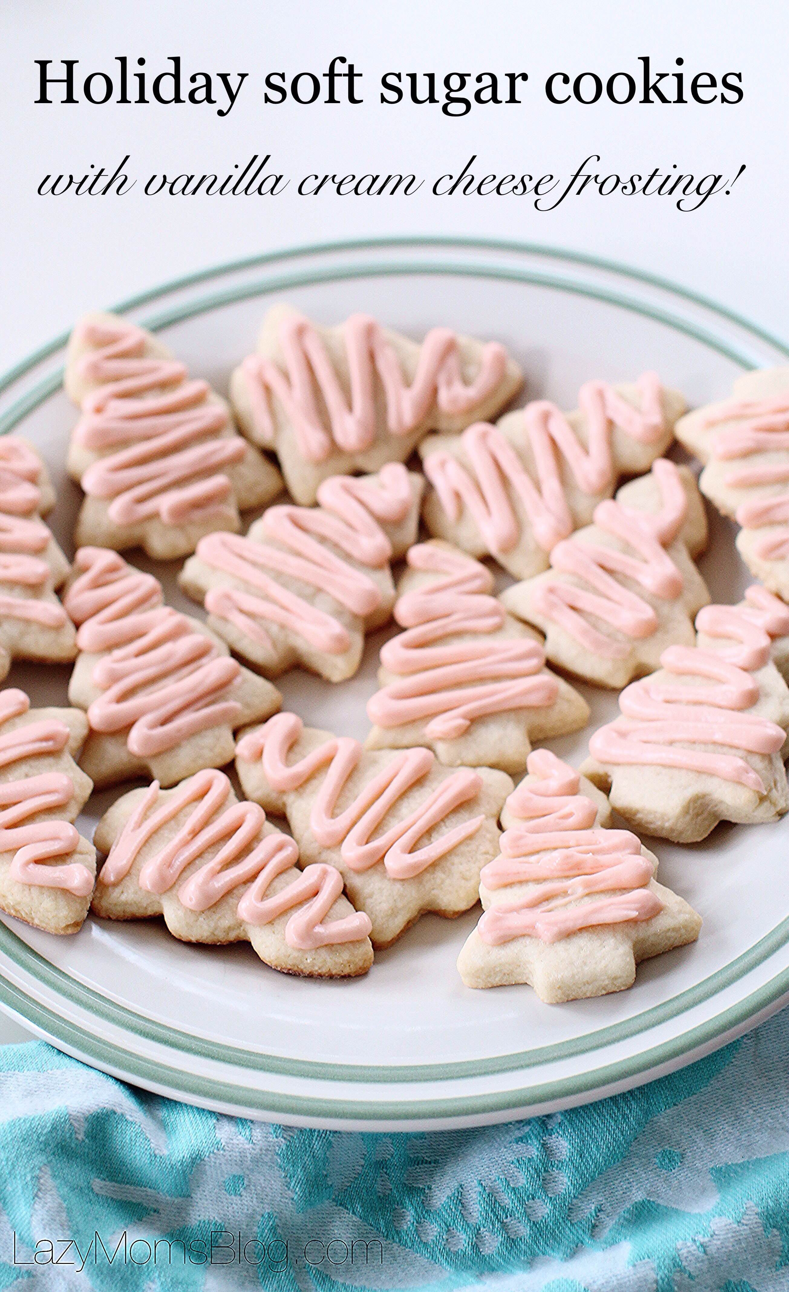 Easy and puffy soft sugar cookies recipe , so delicious and uncomplicated!  And once frosted with this vanilla cream cheese frosting, they simply melt  in your mouth!  